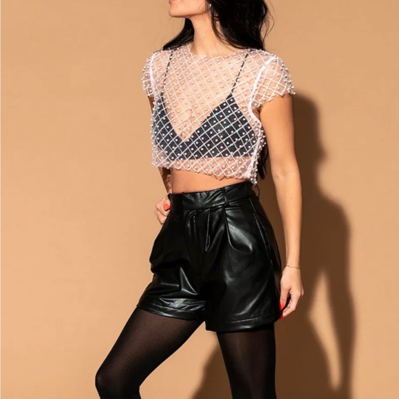 Dressed in Lala Keep it Real Vegan Leather Shorts - Picture 4 of 6